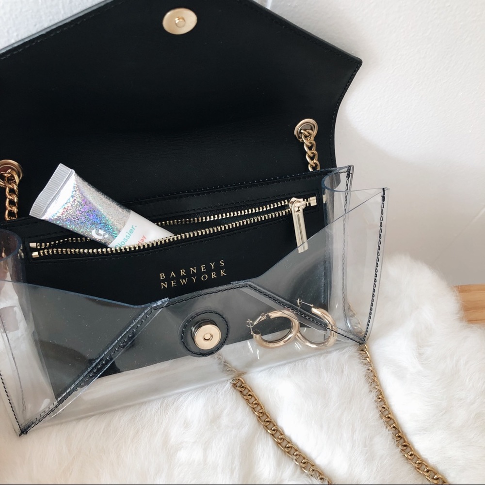 Barneys New York Leather Trimmed PVC Chain Wallet